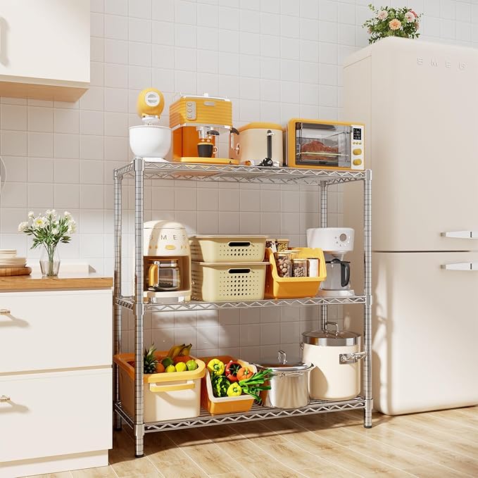 Storage Shelves, 3-Tier Adjustable Metal Industrial Utility Shelf Rack - Image 5