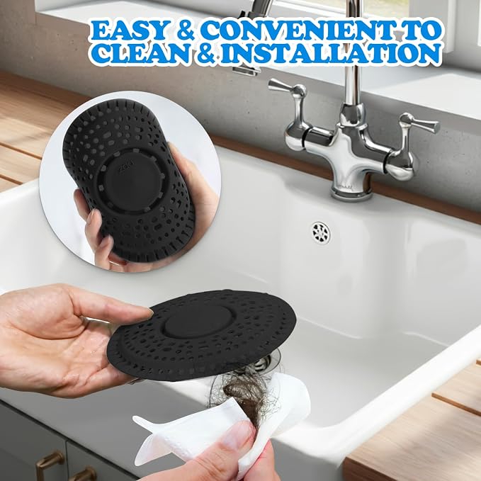 zaa Shower Drain Hair Catcher, Upgraded 2Pack Premium Silicone Drain Protector - Image 5