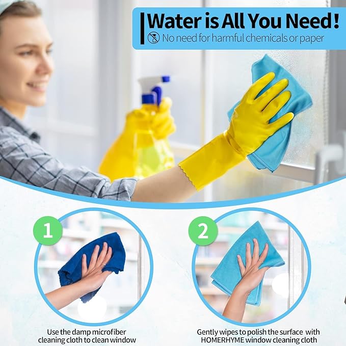 HOMERHYME Microfiber Glass Cleaning Cloth, 12 Pack Window Glass Cleaning Rags - Image 5