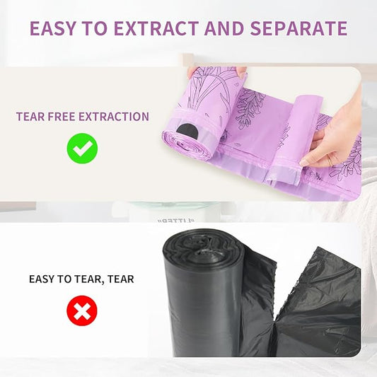 VOK 13 Gallon Trash Bags with Lavender Print & Drawstring, Tear-Resistant Tall - Image 2