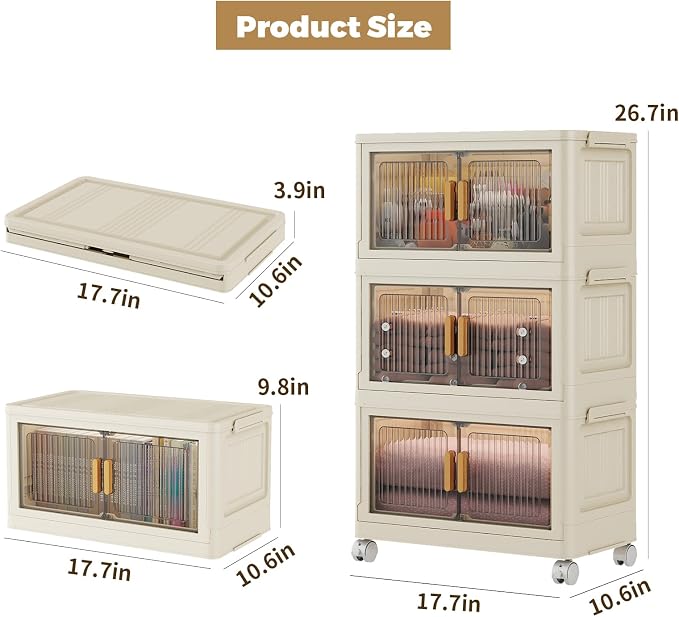 3 Tier Stackable Plastic Storage Bins - Image 2