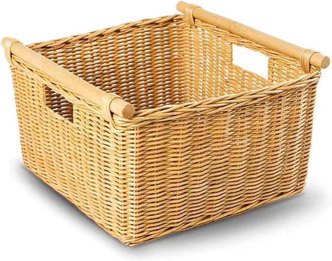 The Basket Lady Deep Pole Handle Wicker Storage Basket, Extra Large, 17.5 in L by TheBasketLady