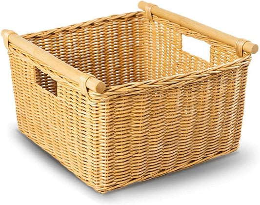 The Basket Lady Deep Pole Handle Wicker Storage Basket, Extra Large, 17.5 in L by TheBasketLady