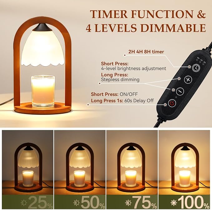 Candle Warmer Lamp with Timer and Dimmer，Electric Candle Lamp Warmer - Image 5
