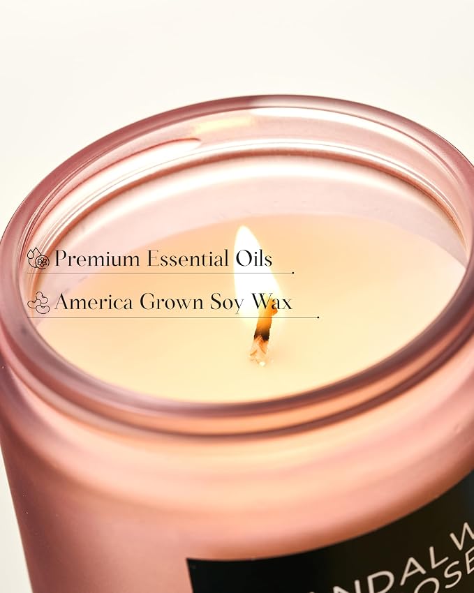 M&SENSE Sandalwood Rose Scented Candle 7.05oz 50 Hours Long Lasting Burn - Image 4