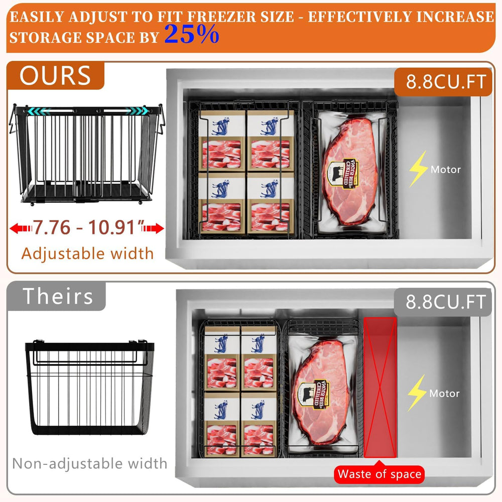 Large Freezer Organizer Bins for 5 to 9 Cu.Ft,Leak-Proof Bottom，4Pack