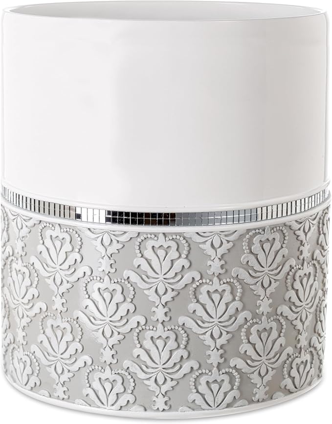 Creative Scents Mirror Damask Small Bathroom Trash Can 1.58 Gal / 6L by CreativeScents