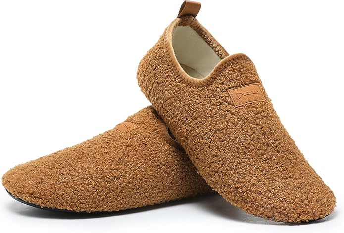 QZKDM Lightweight Slip on Grip Indoor House Slippers Barefoot Non Slip Home by QZKDM