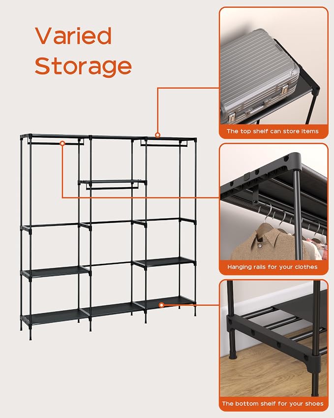 Clothes Rack, Portable Closet, 81.1 Inch Large Capacity Wardrobe Closet - Image 5