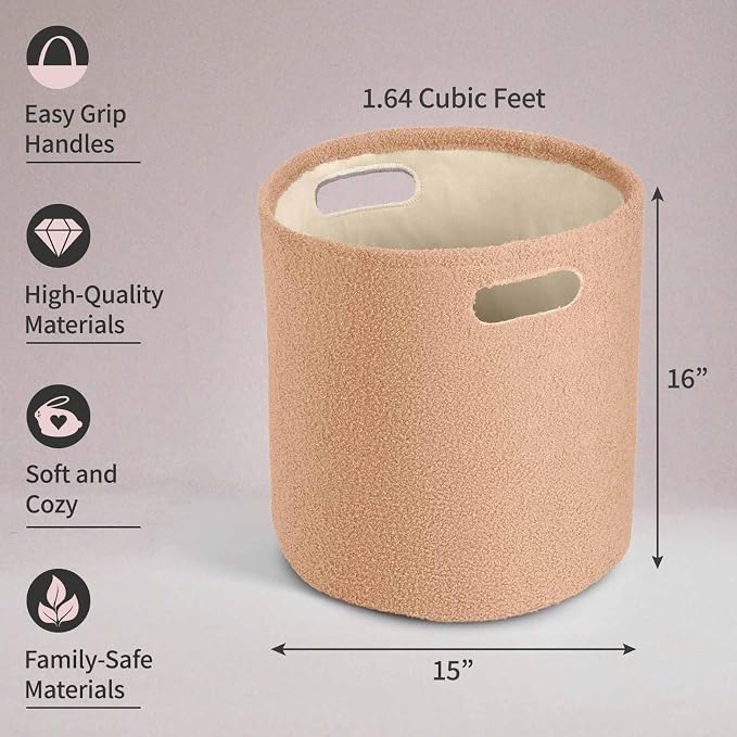 PUTSKA Basket –Round Storage for Clothes – Soft Baby Girl Basket for Nursery - Image 3