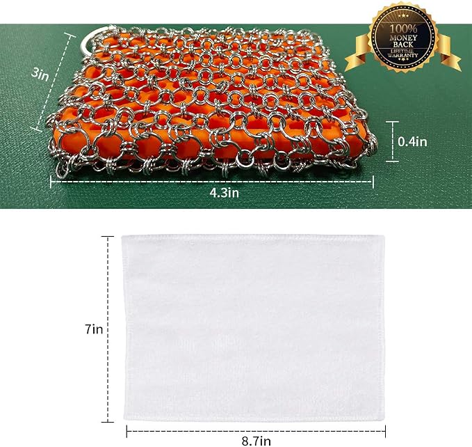 Most Flexible Cast Iron Scrubber, 316L Cast Iron Cleaner Chainmail Scrubber - Image 5