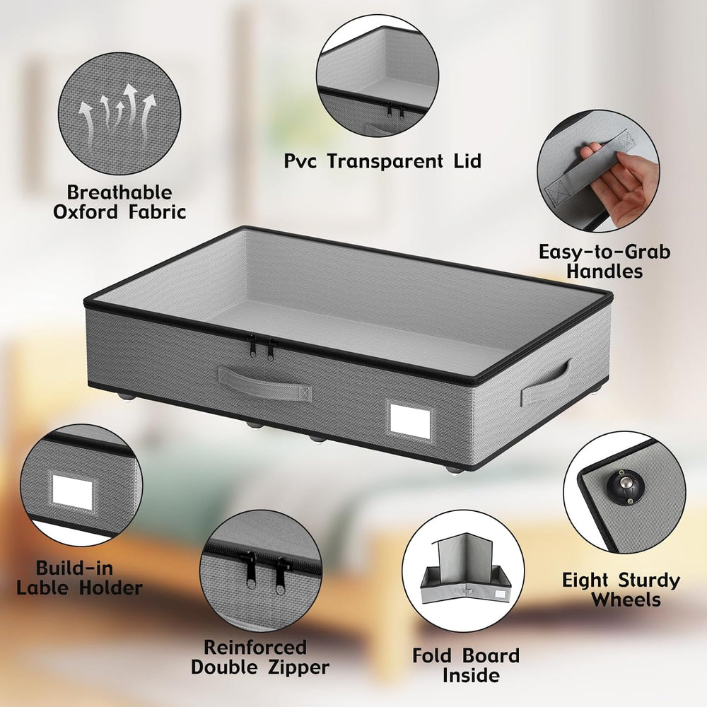 EE-RoomWorld Under Bed Storage with Wheels, No Assemble Required 5.5 inches h...