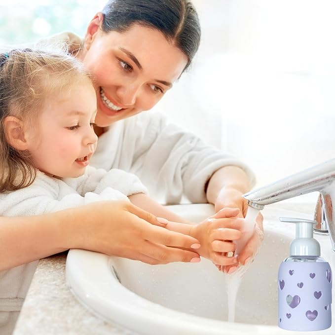 SoCal Suds & Company Glass Foaming Hand Soap Dispenser, Heart Silicone Sleeve - Image 3