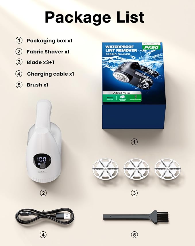 IPX6 Waterproof Washable Electric Fabric Shaver and Lint Remover, Rechargeable - Image 8