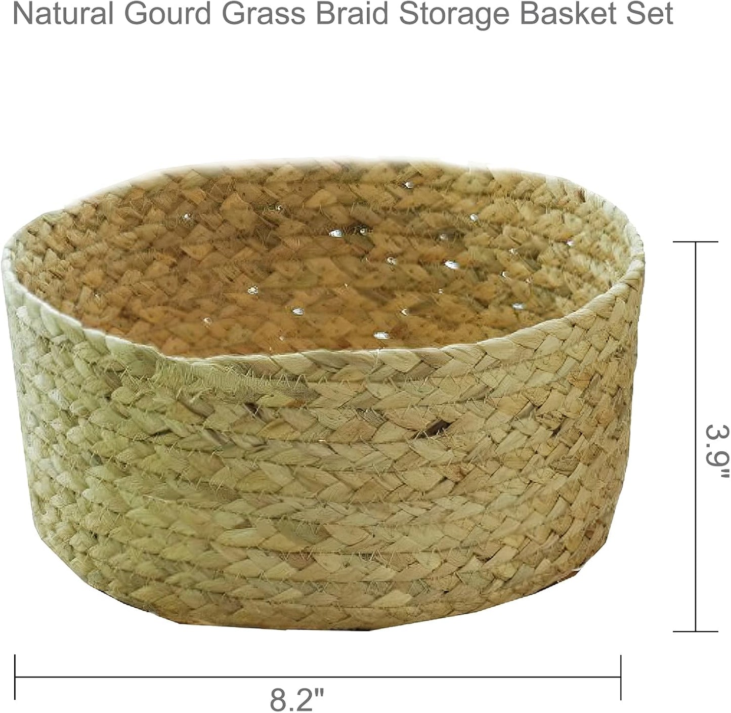 2-Pack Round Woven Hyacinth Storage Baskets, Small Handmade Natural Rattan Decorative Baskets for Kitchen, Living Room & Home Organization (Small-2PCS)