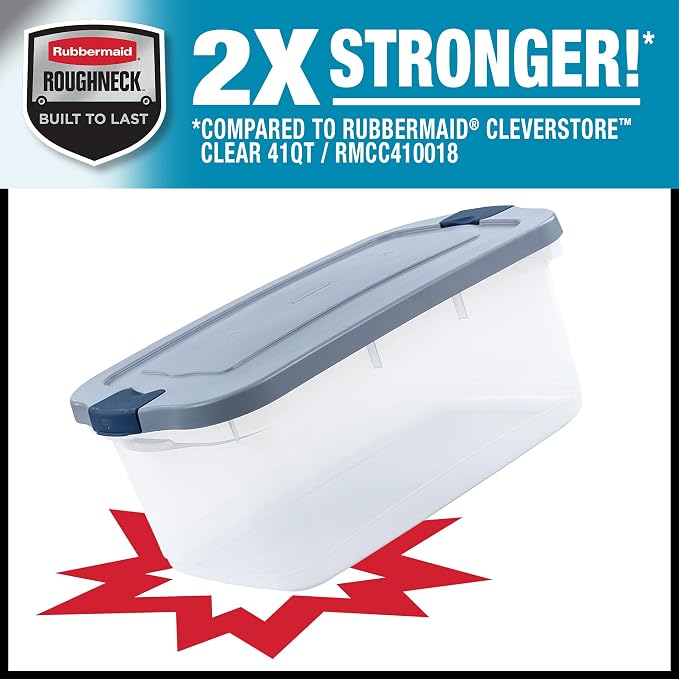 Rubbermaid Roughneck Clear 50 Qt/12 Gal Storage Containers, Visible Base - Image 4