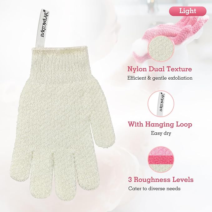 Evridwear Exfoliating Gloves for Shower, 100% Nylon Thick Soft Medium Heavy - Image 2