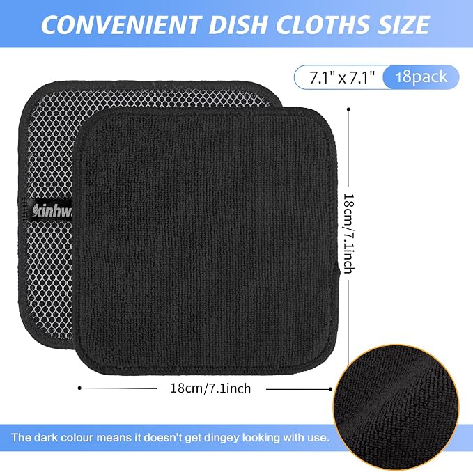 KinHwa Kitchen Washcloths for Dishes Absorbent Microfiber Dish Cloths Quick Dry - Image 6