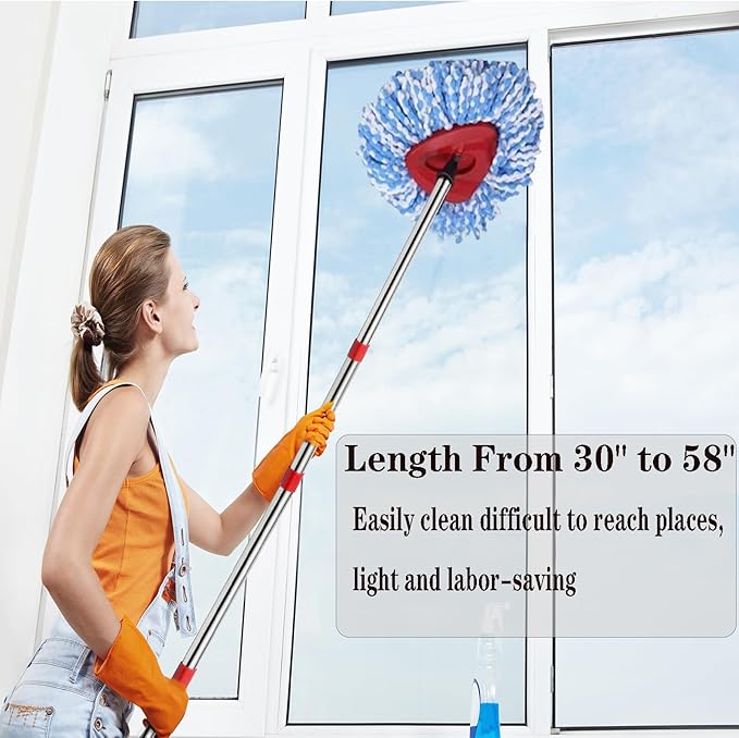 Spin Mop Replacement Handle, 4-Section 30-to-58 inch Mop Replacement Stick and - Image 6