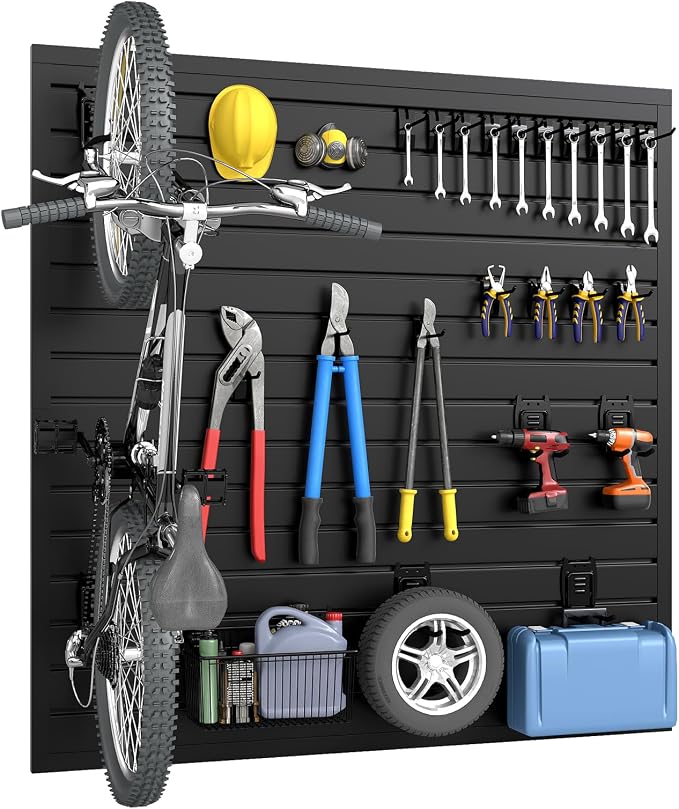 DoCred Slatwall Paneling Organizer, 4x4 FT PVC Garage Slat Wall Storage Systems by DoCred
