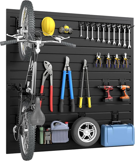 DoCred Slatwall Paneling Organizer, 4x4 FT PVC Garage Slat Wall Storage Systems by DoCred
