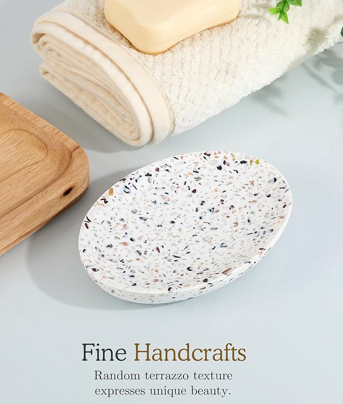 Luxspire Soap Dish, Resin Soap Tray Soap Holder Container Box, Oval Soap Plate - Image 4