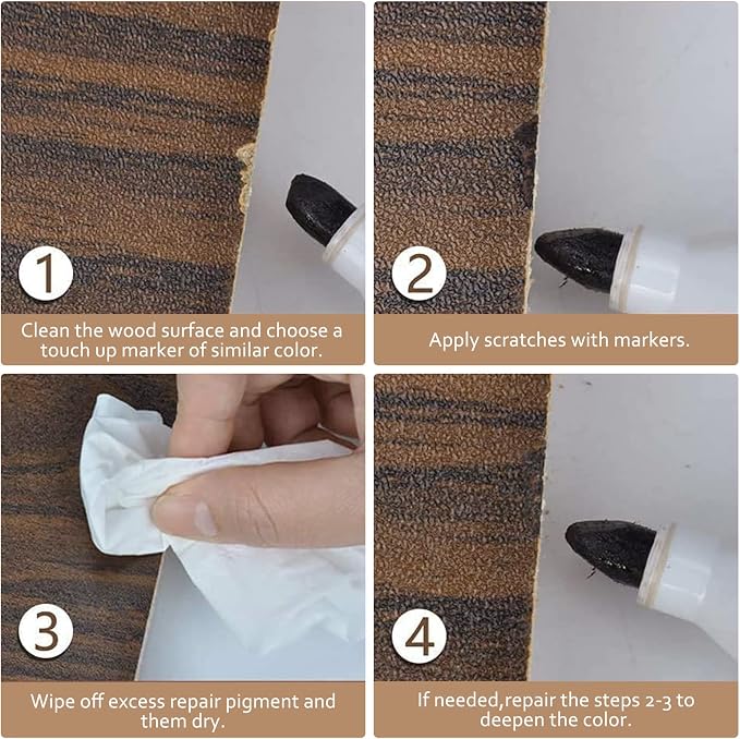 Wood Furniture Repair Kit- 8 Colors Wood Fillers and Touch Up Markers, New - Image 5