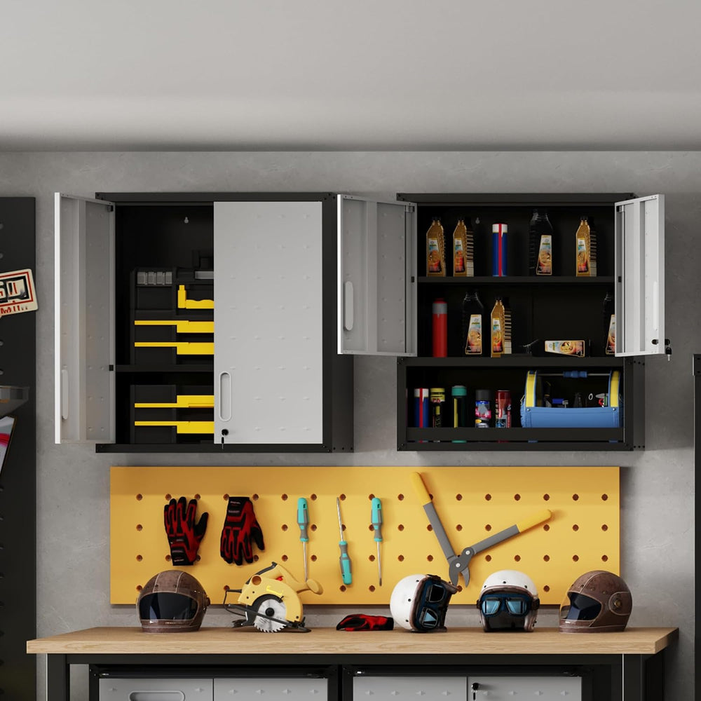 Garage Wall Cabinet with 2 Locking Doors Metal Storage Cabinet