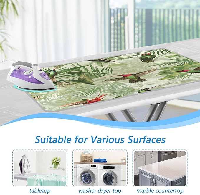 Green Anna Hummingbird and Palm Leaves Ironing Mat Thickened Ironing Blanket - Image 5