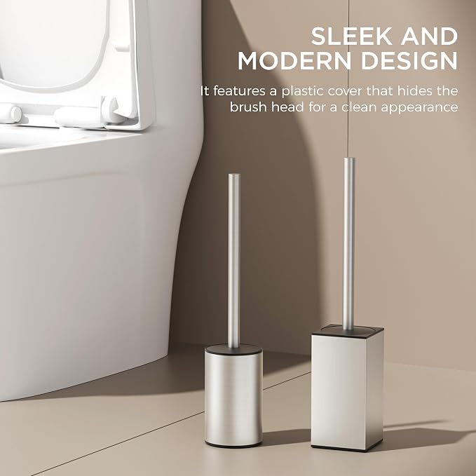 FORIOUS Toilet Brush and Holder Set, 304 Stainless Steel Heavy Duty Base and - Image 5