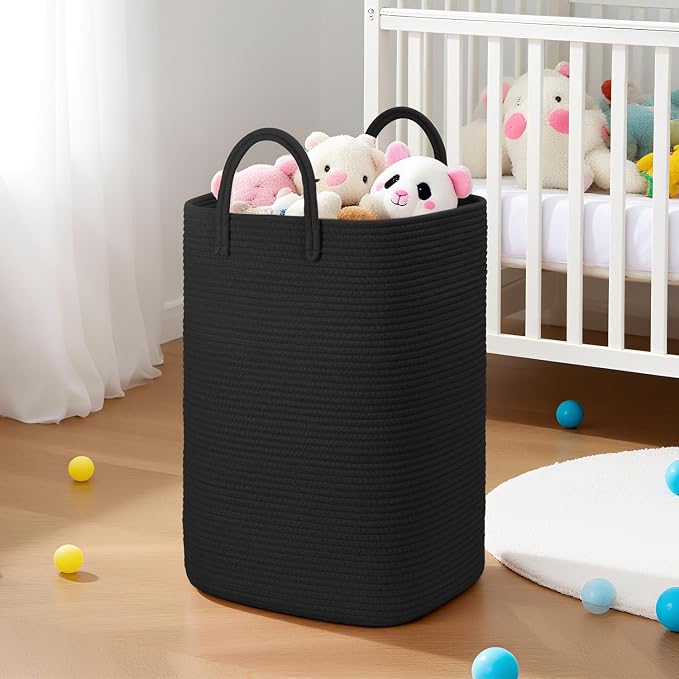 Laundry Basket, Woven Cotton Rope Laundry Hamper, 80L Versatile Storage - Image 6