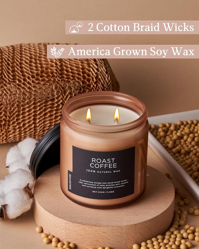 M&SENSE Coffee Candles Scented Strong, 2 Wick 11.6oz 70 Hours Burning Time - Image 3