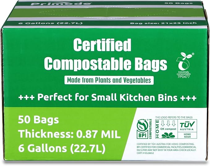 Primode Compostable Bags 6 Gallon Food Scraps Yard Waste Bags, Extra Thick 0.87 - Image 6