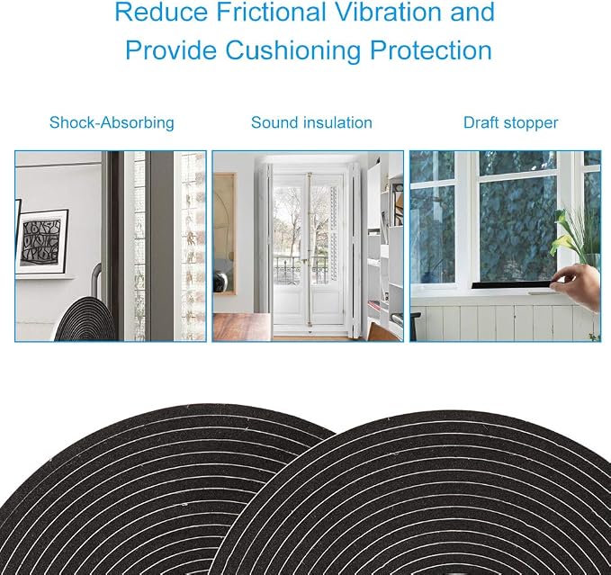 2 Rolls Foam Tape Weatheratrip for Door Window Insulation, Single Sided Foam - Image 6