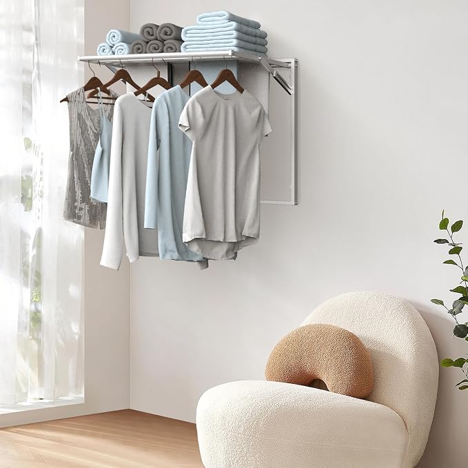2 Pcs Wall Mount Clothes Drying Rack 26 X 31.5 Laundry Room Organizer Laundry - Image 9