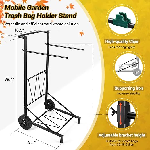 CAROD Trash Bag Holder, Adjustable Metal Leaf Bag Holder from 30-45 Gallon - Image 4