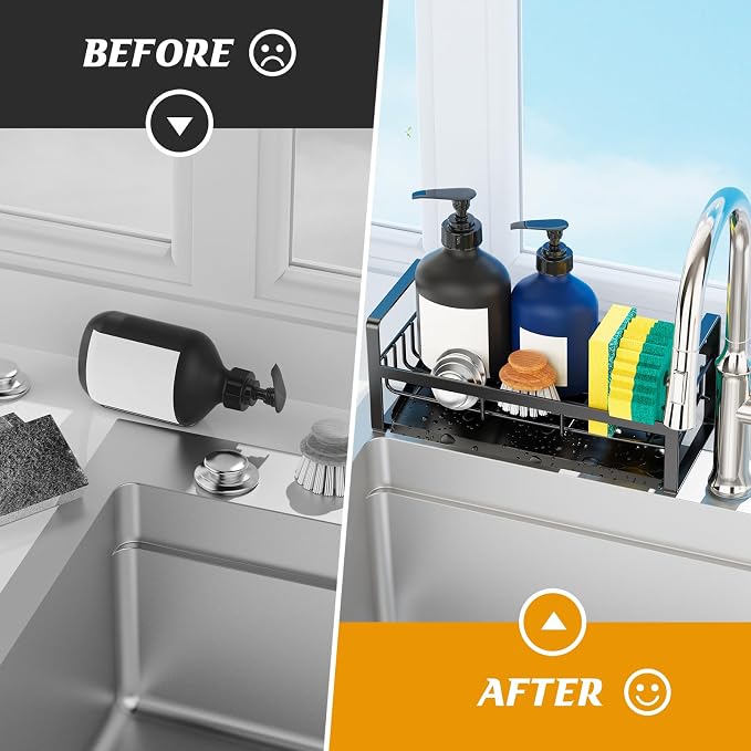 Sponge Holder for Kitchen Sink, Stainless Steel Kitchen Sink Organizer - Image 6