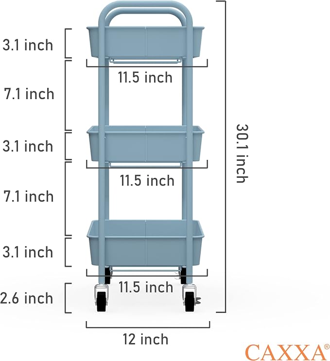 CAXXA 3-Tier Rolling Metal Storage Organizer - Image 3