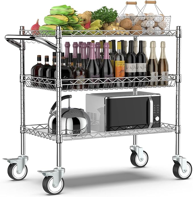 Leteuke Heavy Duty 3 Tier Rolling Utility Cart, NSF Certified 990Lbs Capacity by Leteuke