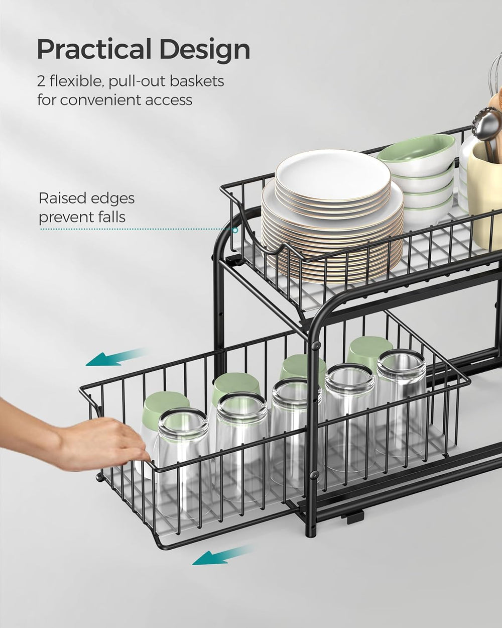 SONGMICS 4-Tier Under Sink Pull Out Organizer, Kitchen Bathroom Spice Rack