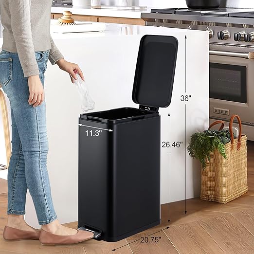 13.2 Gallon / 50L Kitchen Trash Can, Slim Stainless Steel Garbage Can - Image 7