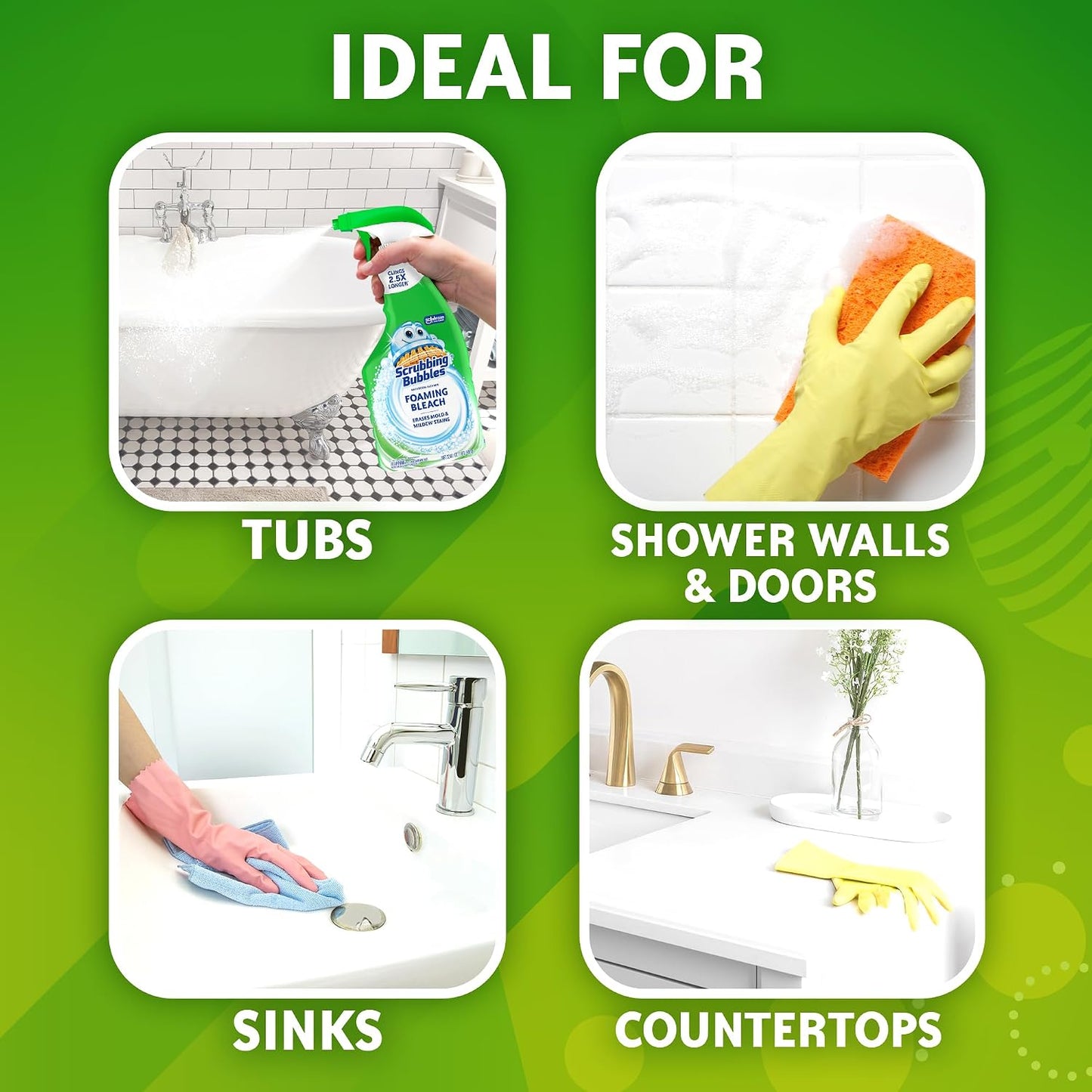 Scrubbing Bubbles Foaming Bleach Bathroom and Shower Cleaner Disinfectant Spray, Helps Erase Mold & Mildew, 32oz