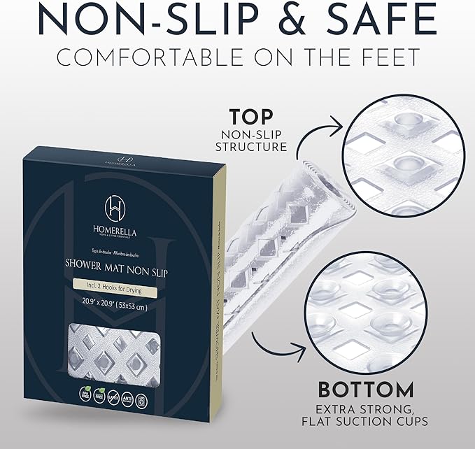 Homerella Anti Slip Shower Mat | Anti Mold Non Slip Bathtub Mat - Image 5