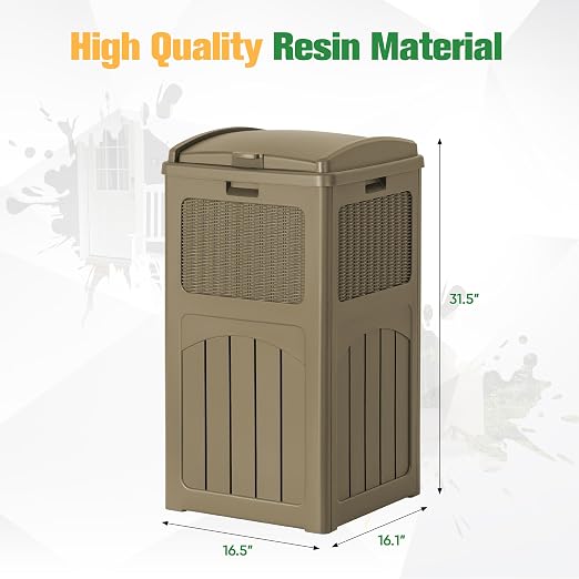 Flamaker 30 Gallon Trash Can, Resin Outdoor Garbage Can - Image 5