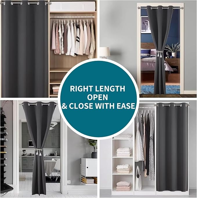 Joydeco Custom Size Door Curtains, Closet and Bedroom Doorway Curtains - Image 2