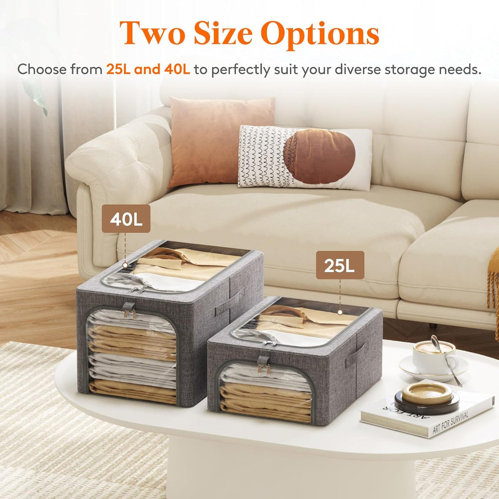 Lifewit 25L Clothes Storage Bins with Metal Frame for Closet, 6 Pack