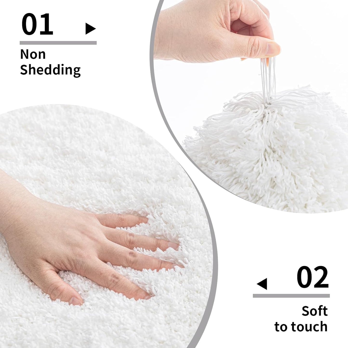 Disolla White Bathroom Rug 17x24 - Non-Slip Plush Small Bath Mat, Highly Absorbent & Ultra Soft Fluffy Floor Mat, Machine Washable for Shower and Tub