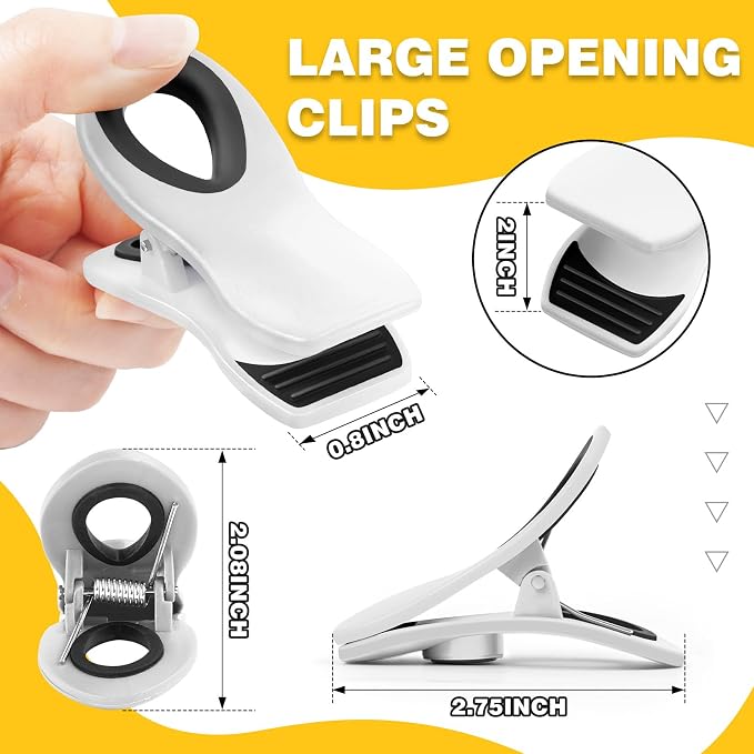 10 Pack Magnetic Chip Clips, Bag Clips, Food Clip, Plastic White Snack Clip - Image 4
