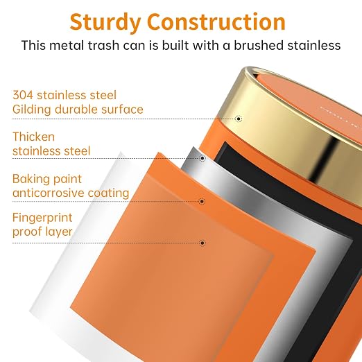 Mini Trash Can with Lid, Desktop Small Trash Can Recycling Bin Cute Metal - Image 3