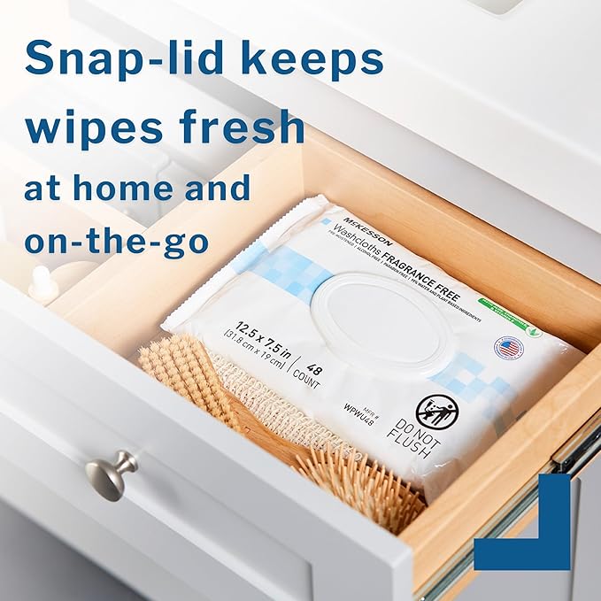 McKesson Washcloth Wipes for Adults, Unscented Disposable Wash Cloths for Body - Image 3